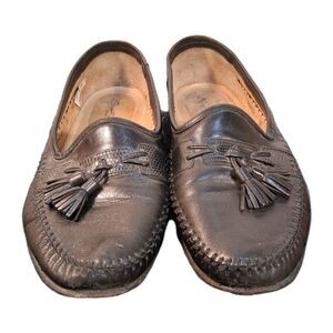 Santorini Men's Tassel Loafers Black Italian Leather Sz 9.5 Business Old Money